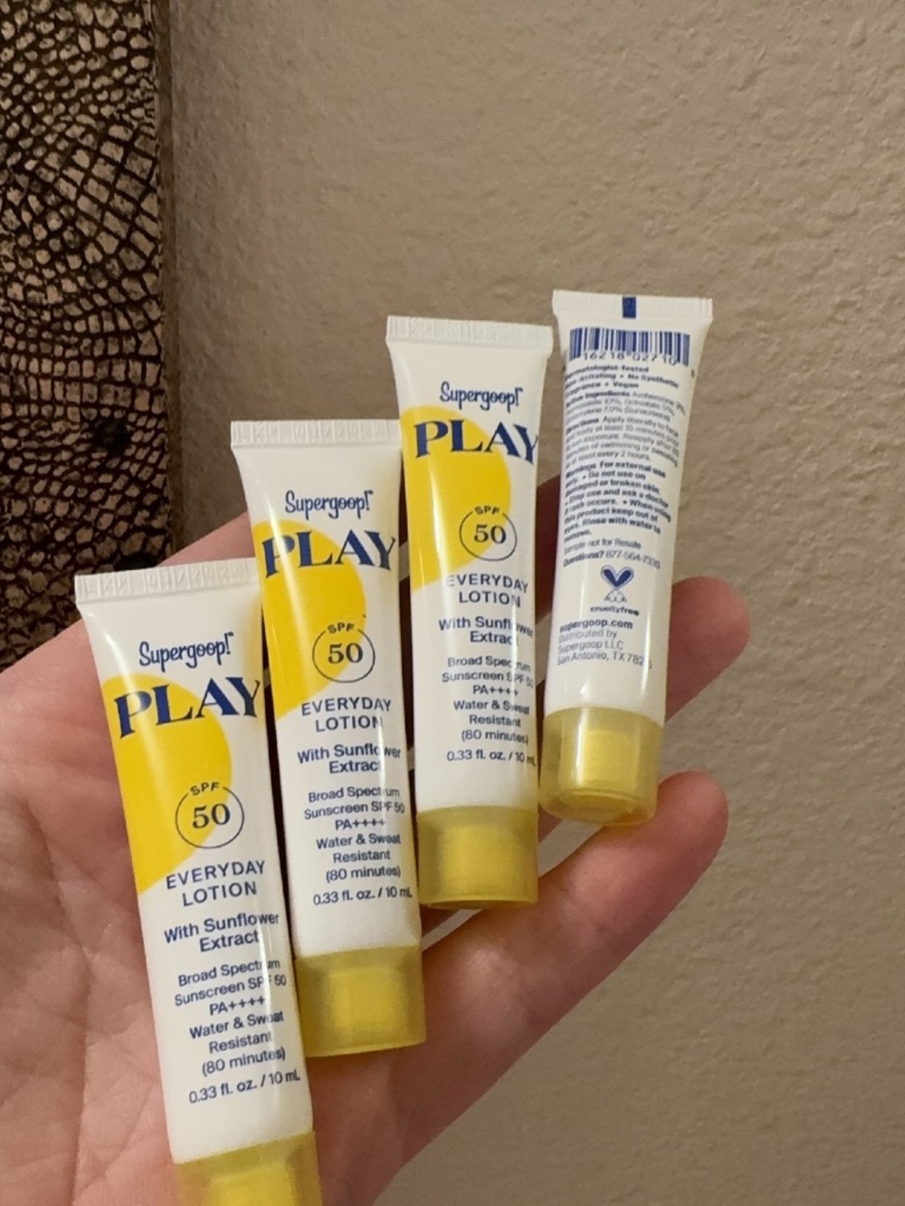4X Supergoop! PLAYEVERYDAY LOTION Broad Spectrum Sunscreen SPF 50 0.33 fl.*4